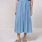 Gonna midi in denim leggero con bottoni frontali