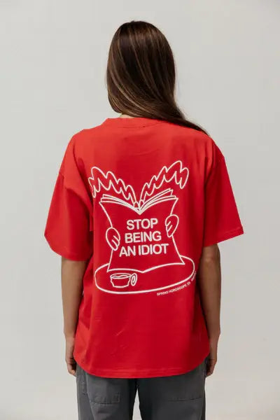 T-shirt oversize con stampa ironica in cotone biologico