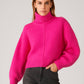 Maglione dolcevita caldo fucsia da donna