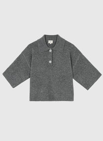 Maglione Norea grigio con colletto polo e bottoni gioiello