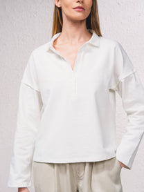 Maglia polo in misto cotone a maniche lunghe