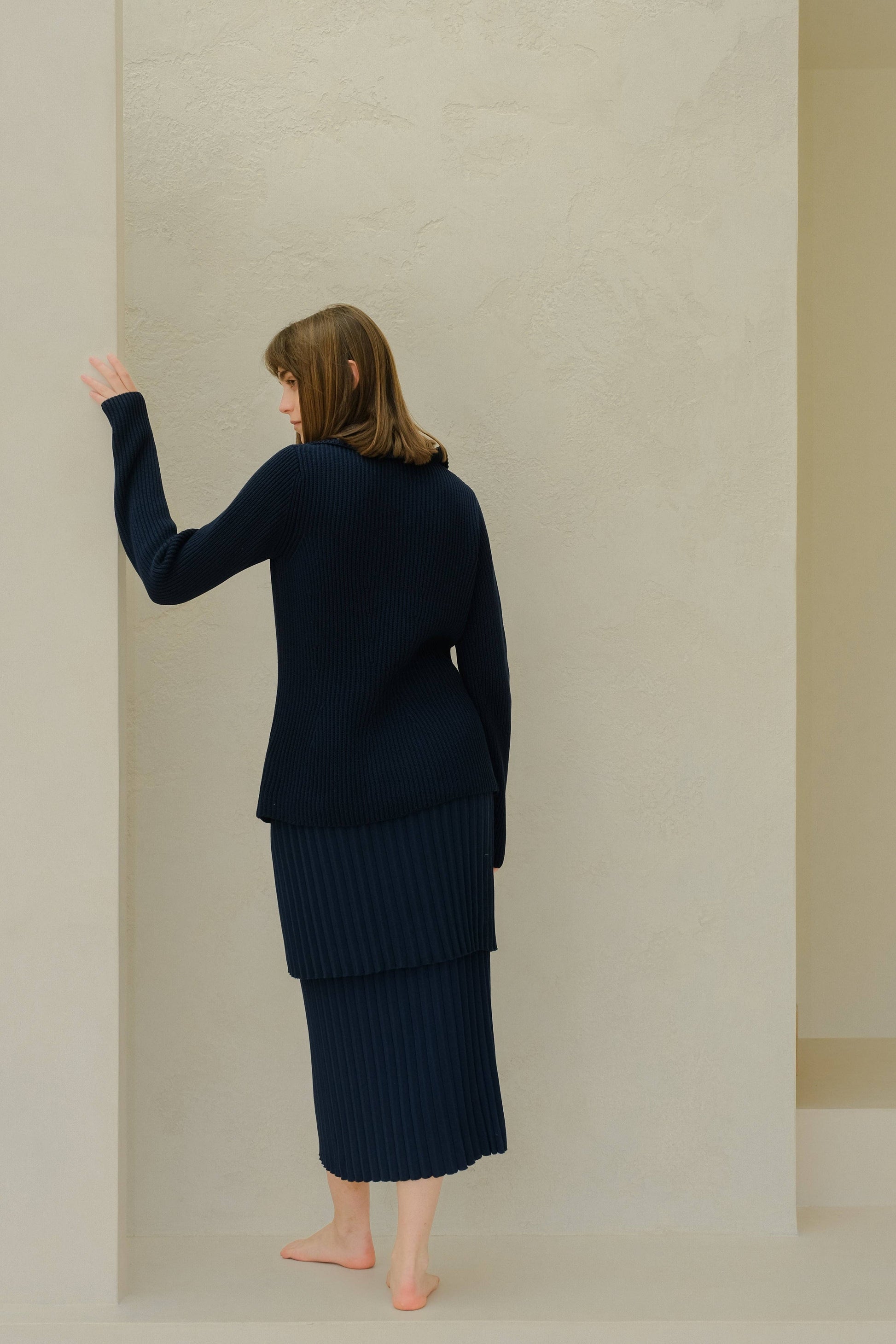 Giacca doppiopetto in maglia di cotone