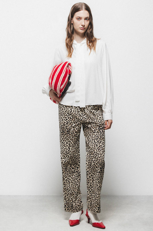 Blusa con fiocco al collo