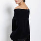 Maglione a maglia con cappuccio e scollo Bardot