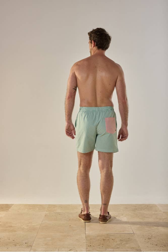 Costume da bagno a righe Sunrise verde