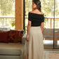 Top off-shoulder nero in cotone elasticizzato