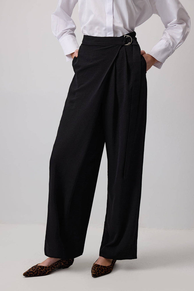 Pantaloni palazzo a gamba larga con zip