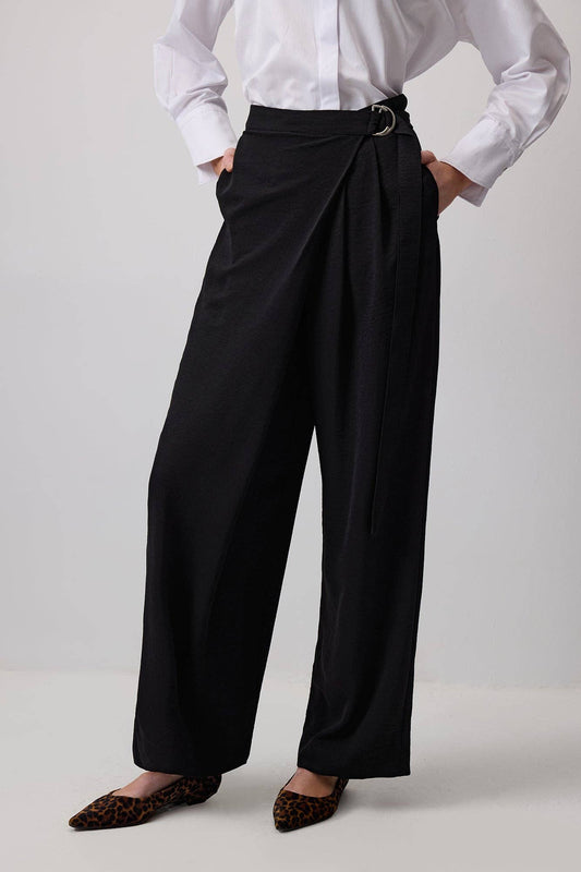 Pantaloni palazzo a gamba larga con zip