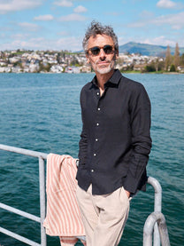 Camicia Verzasca in lino nera