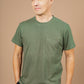 T-shirt con taschino in canapa biologica color Cipresso