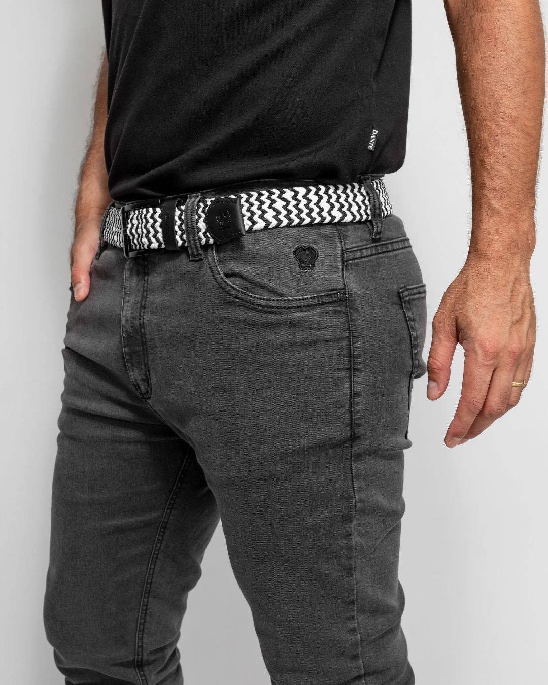 Cintura elastica bicolore bianco e nero