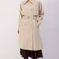 Trench cappotto doppiopetto con colletto dritto e cintura