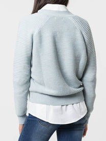 Maglione a costine con scollo a V