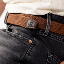 Cintura intrecciata elastica color cammello