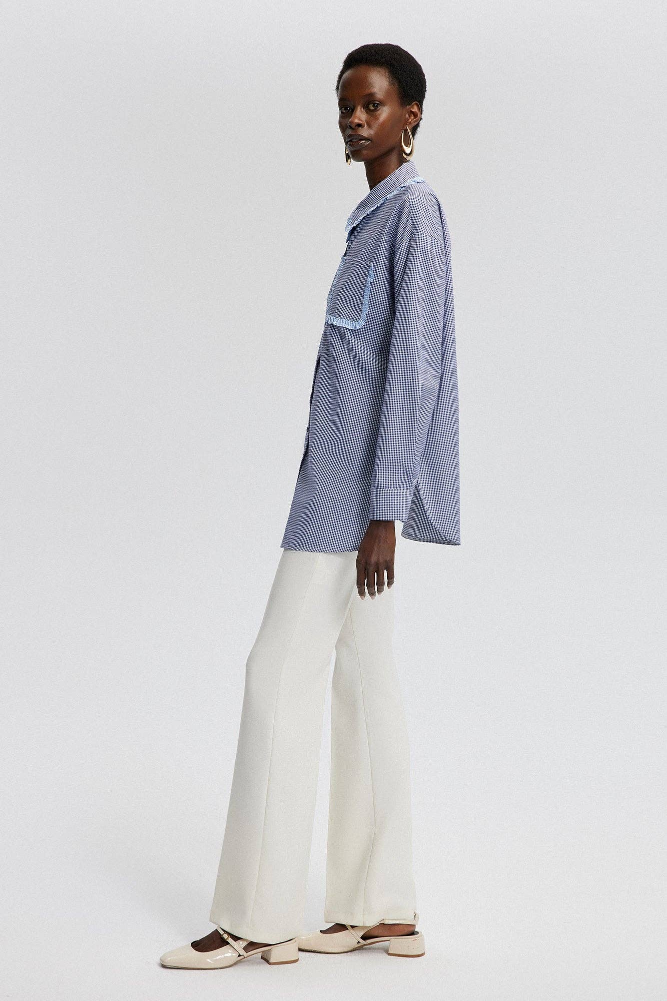 Camicia vichy con volant