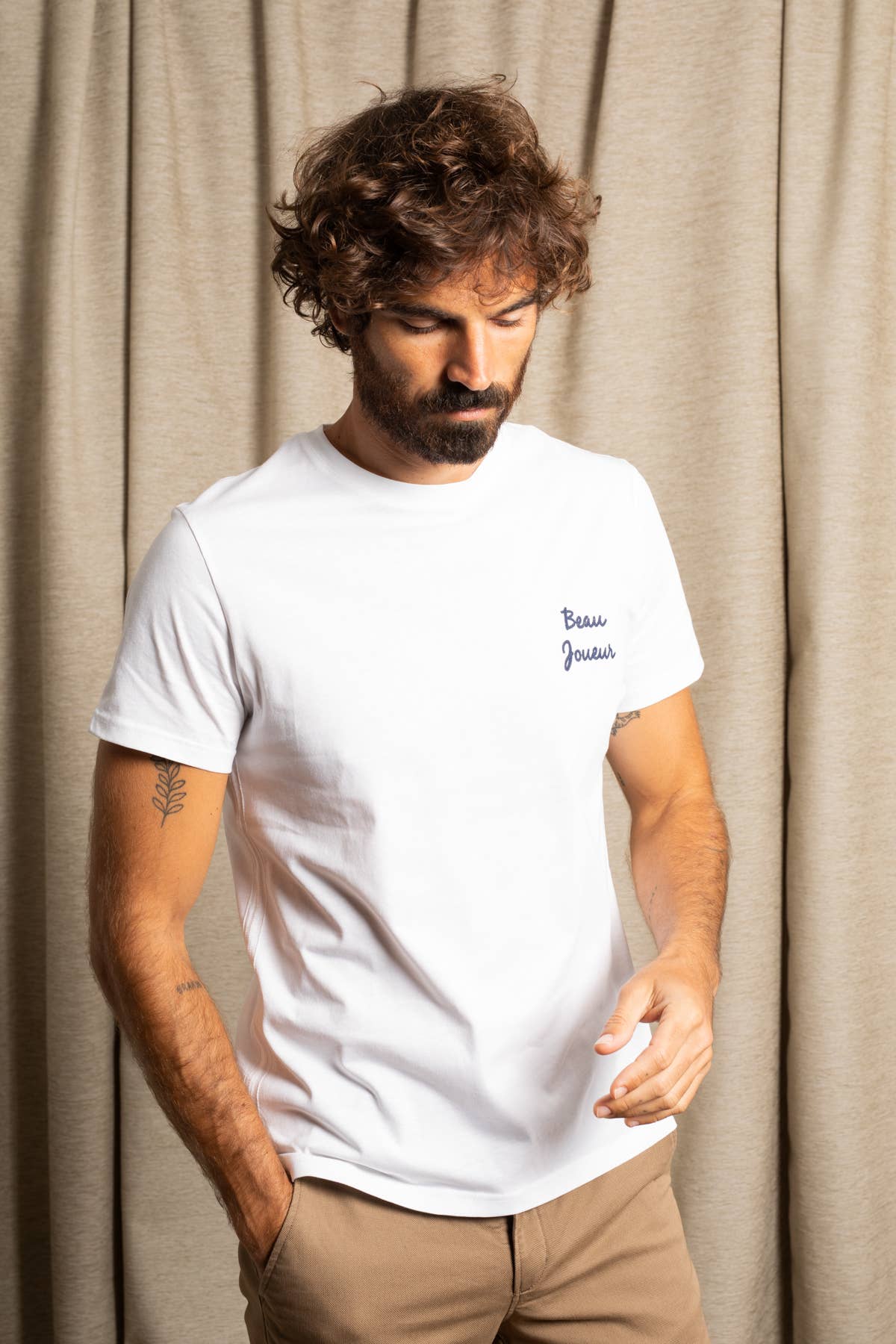 T-shirt in cotone biologico Beau Joueur bianco ottico