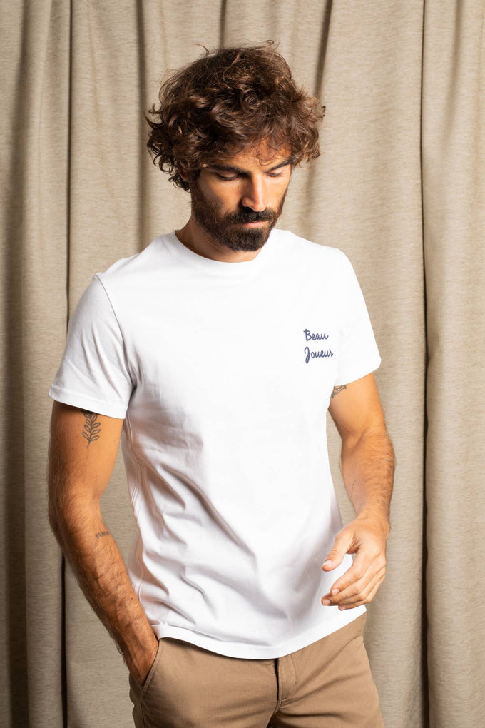 T-shirt in cotone biologico Beau Joueur bianco ottico