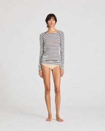 Maglia a righe in lana Amalie con effetto denim reverse