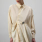 Camicia in popeline plissettata asimmetrica