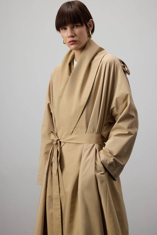 Trench cappotto con collo a scialle