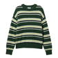 Maglione boxy corto a righe in cotone biologico