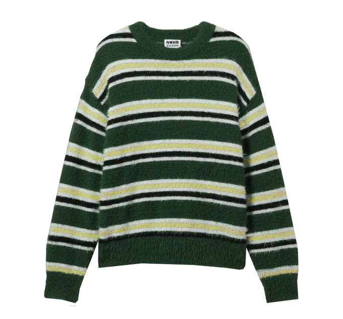 Maglione boxy corto a righe in cotone biologico