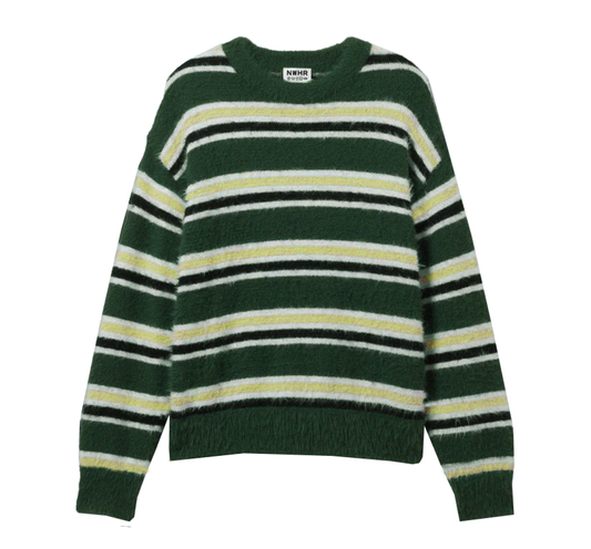 Maglione boxy corto a righe in cotone biologico