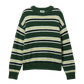 Maglione boxy corto a righe in cotone biologico