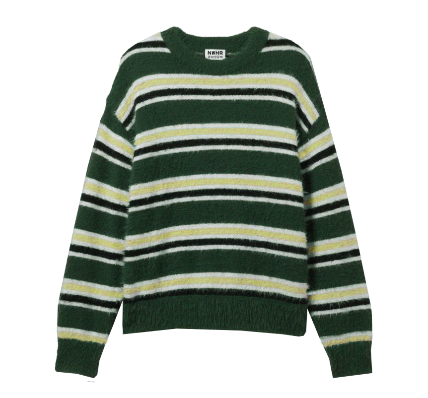 Maglione boxy corto a righe in cotone biologico