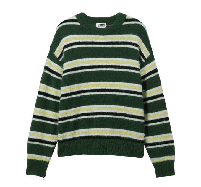 Maglione boxy corto a righe in cotone biologico