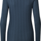 Top Thyra a maniche lunghe in cotone biologico a costine blu denim