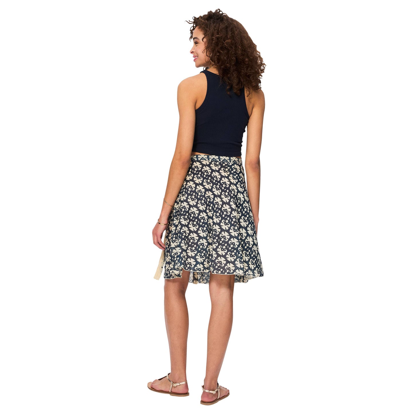Gonna corta estiva in cotone con stampa boho