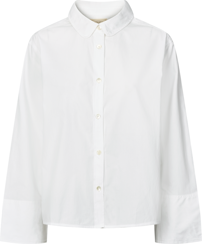 Camicia corta Flora in popeline di cotone biologico bianca