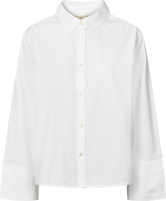 Camicia corta Flora in popeline di cotone biologico bianca