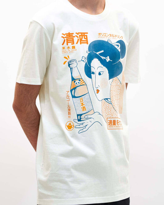 T-shirt Sake Geisha con stampa giapponese