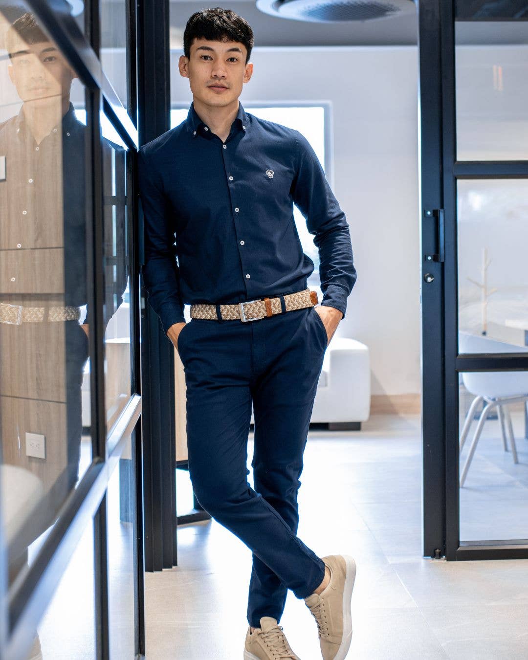 Camicia Oxford blu antimacchia