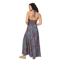 Abito estivo lungo boho multicolor con scollo a V