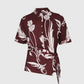 Camicia Kavy bordeaux a stampa floreale con nodo laterale