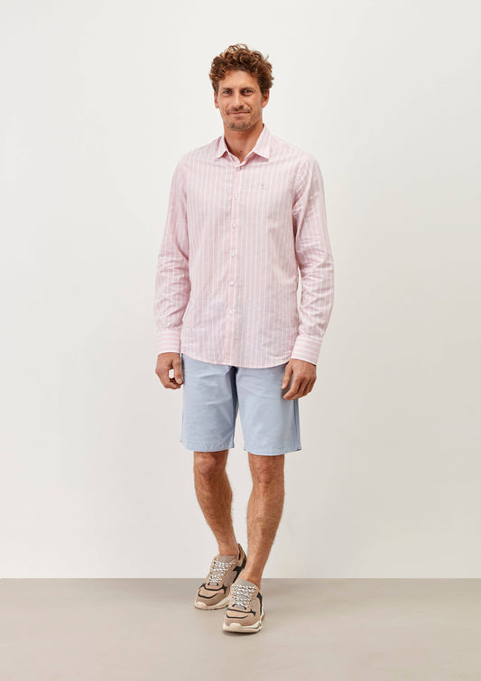 Camicia uomo in lino a righe sottili