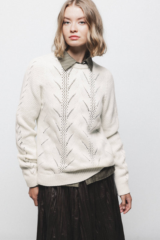 Maglione in maglia strutturata traforata girocollo