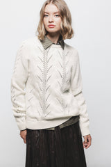 Maglione in maglia strutturata traforata girocollo