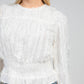 Camicia Salvana bianca in jacquard a piume