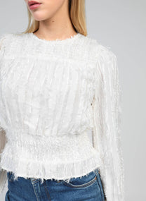 Camicia Salvana bianca in jacquard a piume