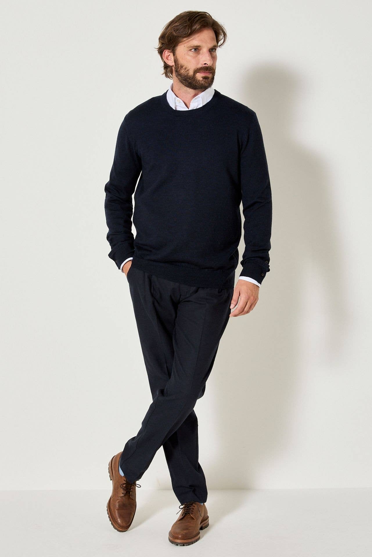 Pantaloni Palermo in flanella blu navy