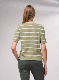 Cardigan a righe in maglia con bottoni dorati