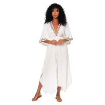 Tuta lunga estiva boho in cotone con scollo a V
