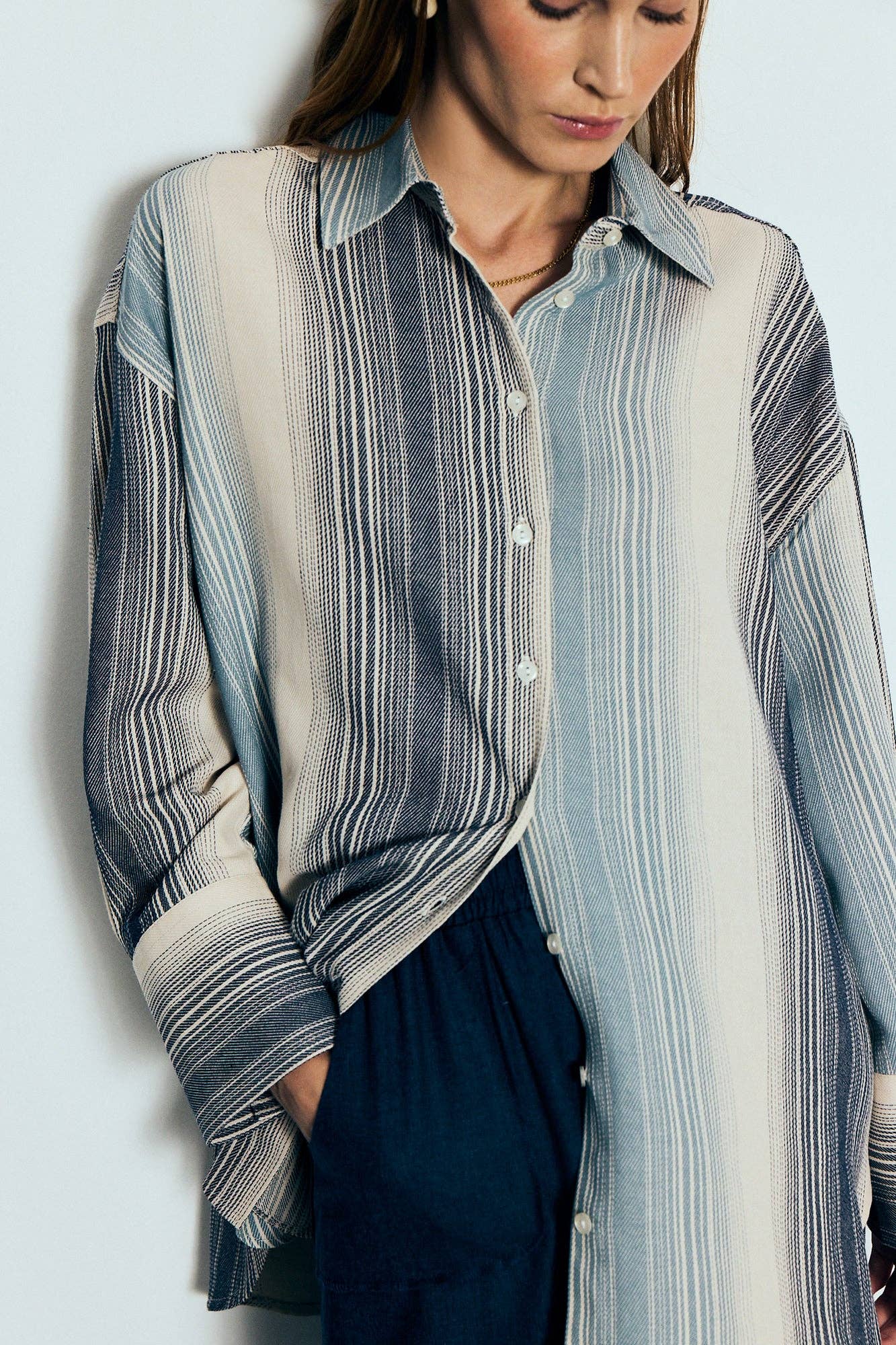 Camicia oversize a righe in cotone