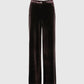 Pantaloni flare in velluto cioccolato a vita alta