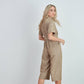 Tuta jumpsuit in viscosa e lino con cintura