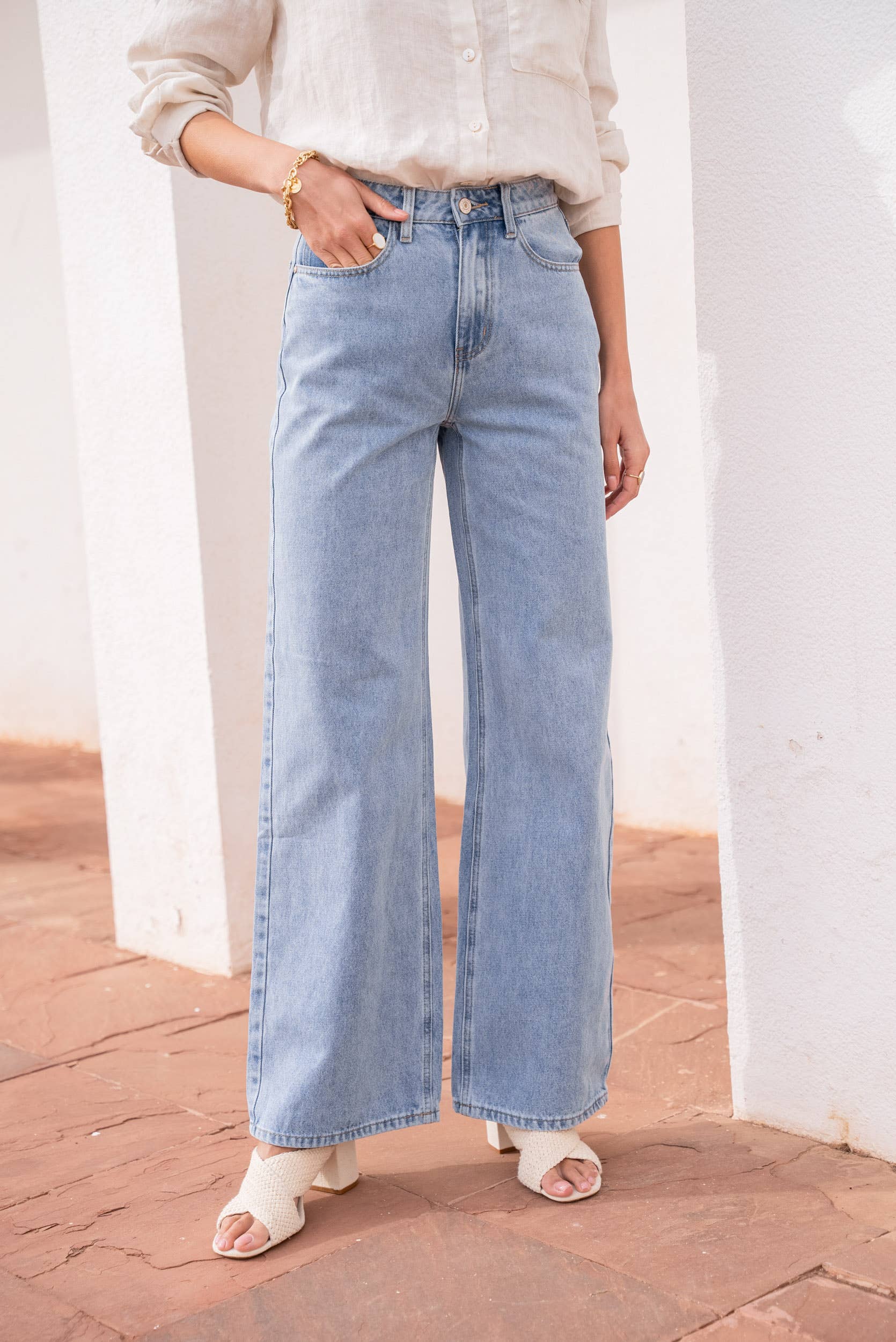 Jeans a Vita Alta Wide Leg Celestin